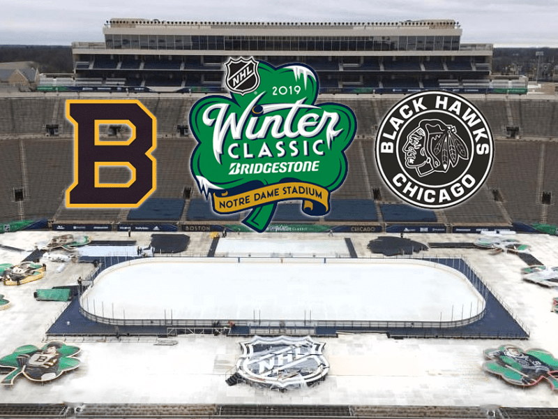 David Pastrnak & Brad Marchand at Notre Dame for the 2019 NHL Winter Classic,  Jan. 1, 2019